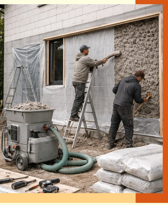 Утепление дома из газобетона эковатой в Медногорске от 4577 руб./м2 | ТепломастерМдн