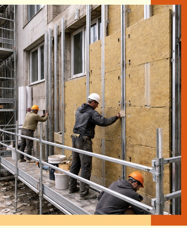 Утепление вентилируемого фасада в Медногорске от 5696 руб/м2 — монтаж и утепление вентфасад | ТепломастерМдн